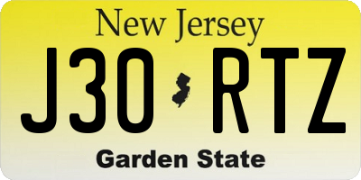 NJ license plate J30RTZ