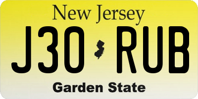 NJ license plate J30RUB