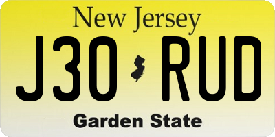 NJ license plate J30RUD