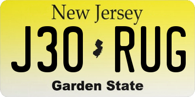 NJ license plate J30RUG