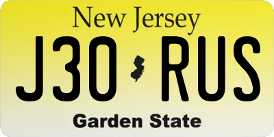 NJ license plate J30RUS