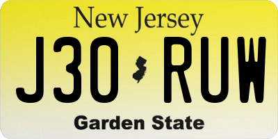 NJ license plate J30RUW