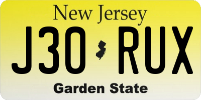 NJ license plate J30RUX