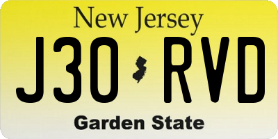 NJ license plate J30RVD