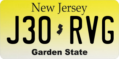 NJ license plate J30RVG