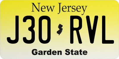 NJ license plate J30RVL