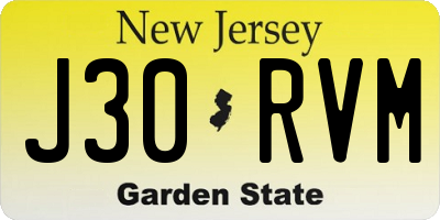 NJ license plate J30RVM