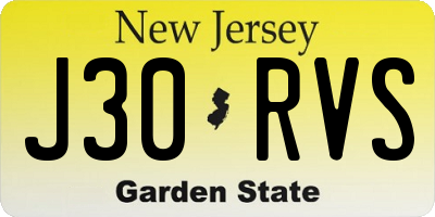 NJ license plate J30RVS