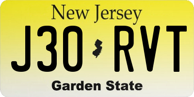 NJ license plate J30RVT