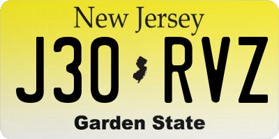 NJ license plate J30RVZ