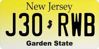 NJ license plate J30RWB