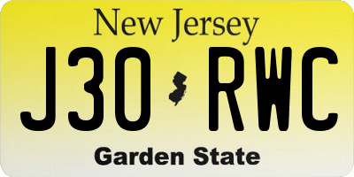 NJ license plate J30RWC