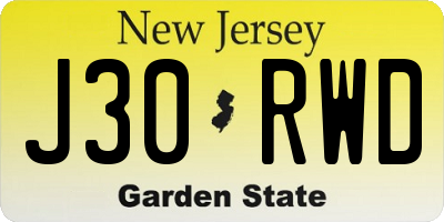 NJ license plate J30RWD