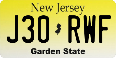 NJ license plate J30RWF