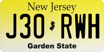 NJ license plate J30RWH