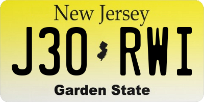 NJ license plate J30RWI