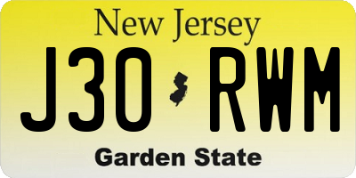 NJ license plate J30RWM
