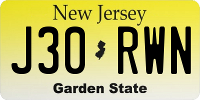 NJ license plate J30RWN