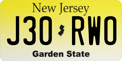 NJ license plate J30RWO
