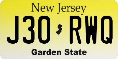 NJ license plate J30RWQ