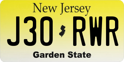 NJ license plate J30RWR