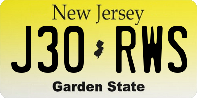 NJ license plate J30RWS