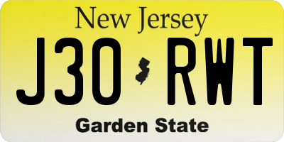 NJ license plate J30RWT