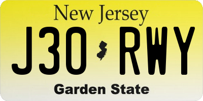 NJ license plate J30RWY