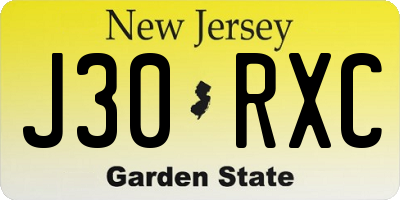 NJ license plate J30RXC