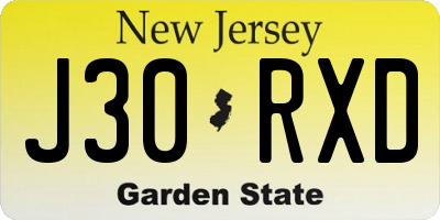 NJ license plate J30RXD