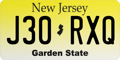 NJ license plate J30RXQ