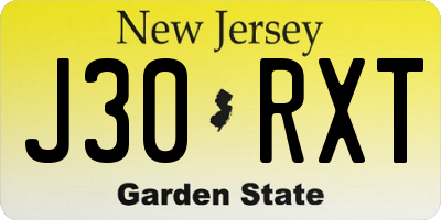 NJ license plate J30RXT