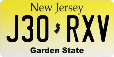 NJ license plate J30RXV
