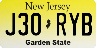 NJ license plate J30RYB