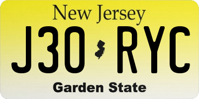 NJ license plate J30RYC