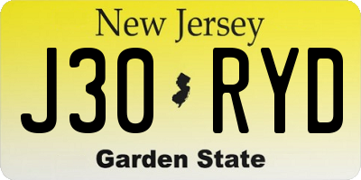 NJ license plate J30RYD