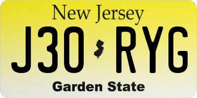 NJ license plate J30RYG