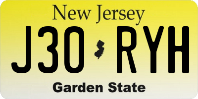 NJ license plate J30RYH