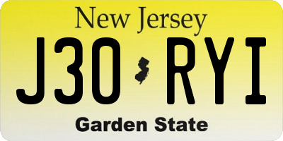 NJ license plate J30RYI