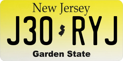 NJ license plate J30RYJ