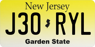 NJ license plate J30RYL