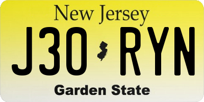 NJ license plate J30RYN