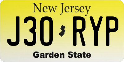 NJ license plate J30RYP