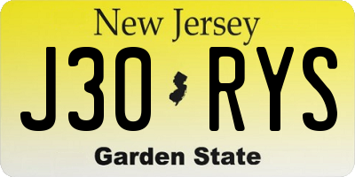 NJ license plate J30RYS
