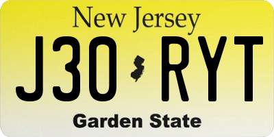 NJ license plate J30RYT