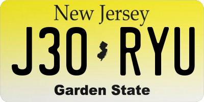 NJ license plate J30RYU