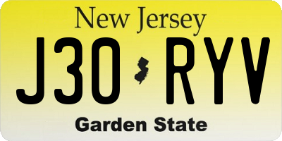 NJ license plate J30RYV