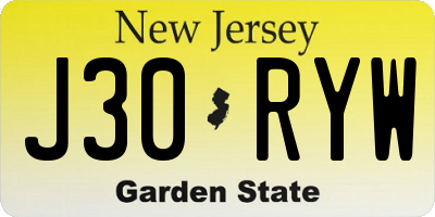 NJ license plate J30RYW
