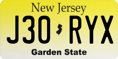 NJ license plate J30RYX