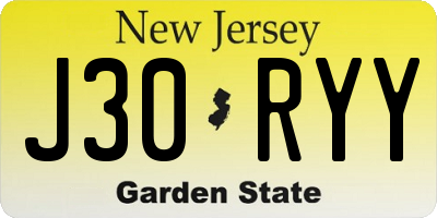 NJ license plate J30RYY
